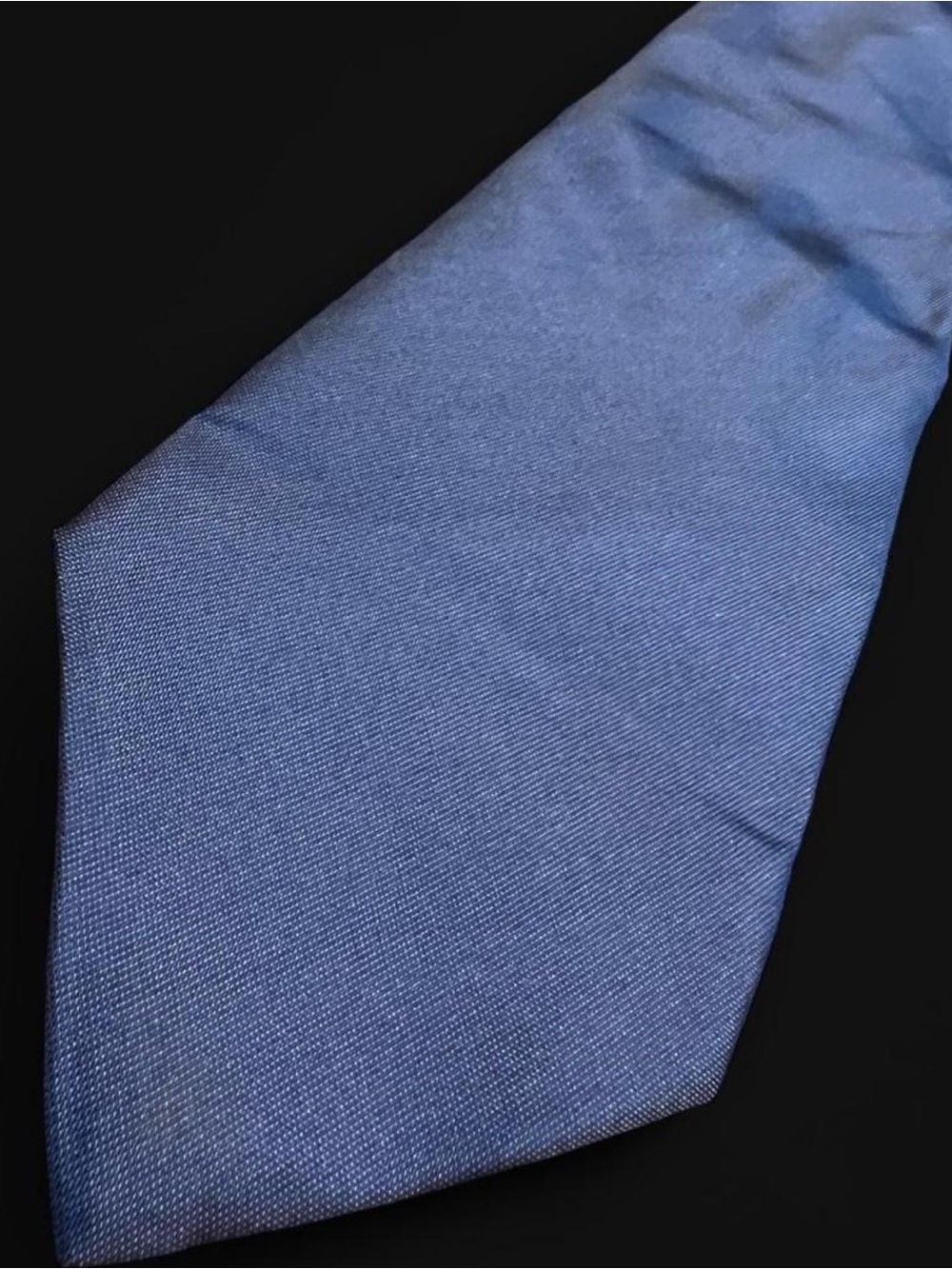 Vintage 90s Geoffrey Beene Silk Tie - Solid French Blue Textured Jacquard